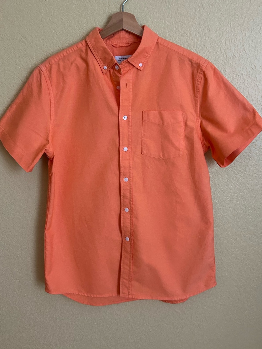 Saturdays New York City Orange Short Sleeve Button-Down Shirt